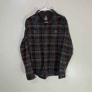 Kuhl Brown Green Lightweight Flannel Long Sleeve Button Shirt Medium M